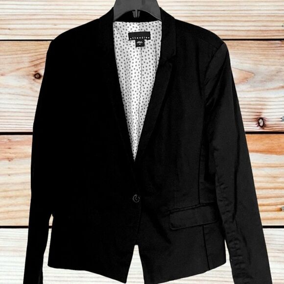 ATTENTION Women’s Black Fitted Classic Timeless Cotton Blend Blazer Size 16 - Picture 2 of 8